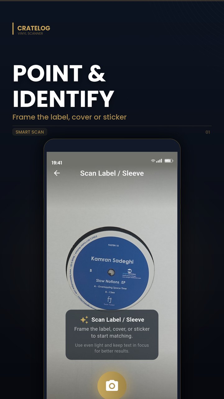 Smart Scan framing a record label with no barcode